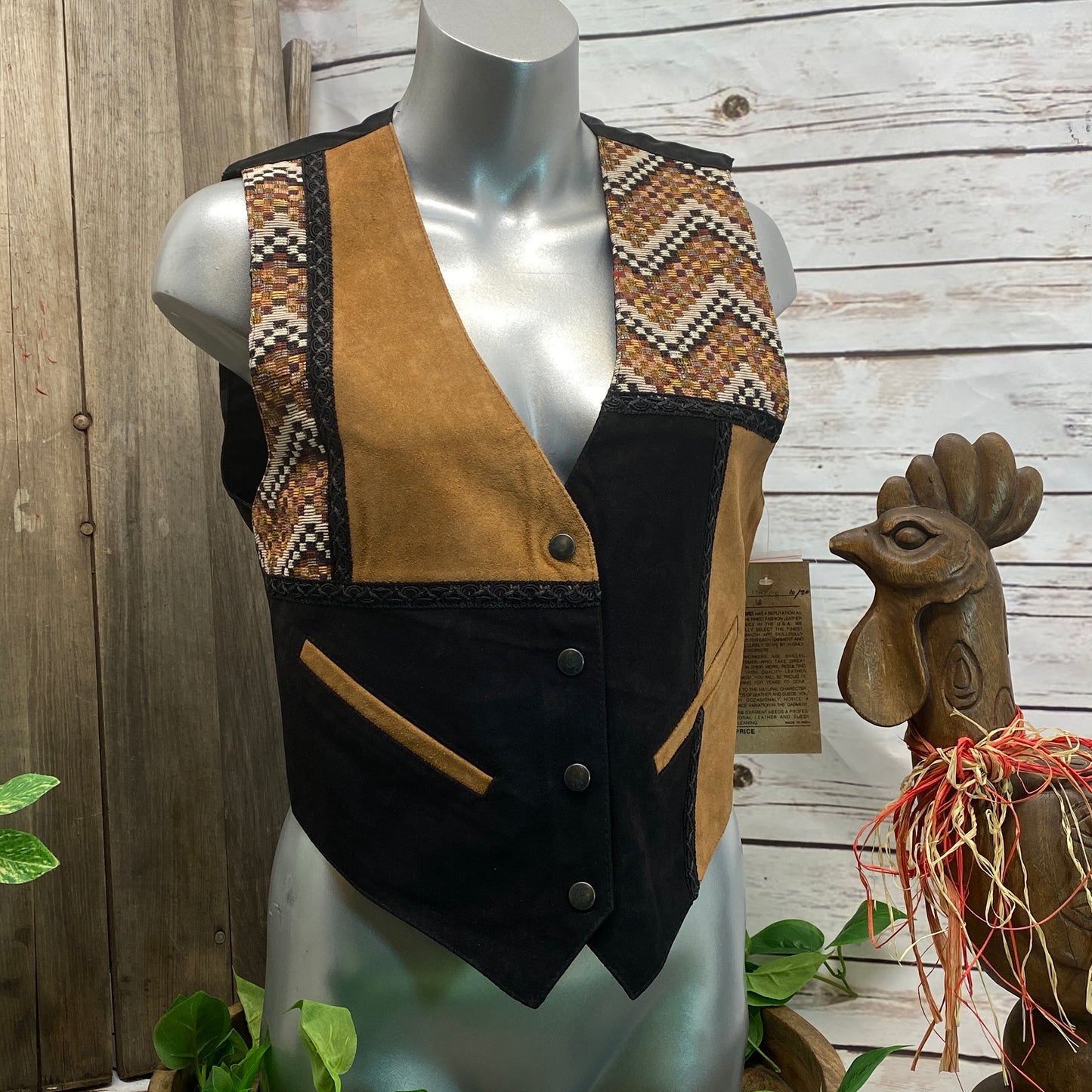 Unisex Vintage Suede Leather Western Rancher Vest - Style O