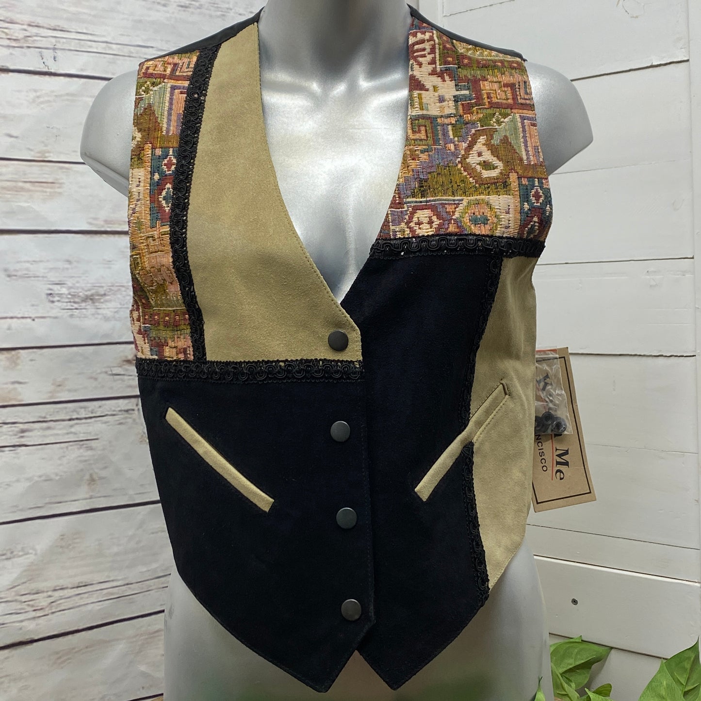 Unisex Vintage Suede Leather Western Rancher Vest - Style A