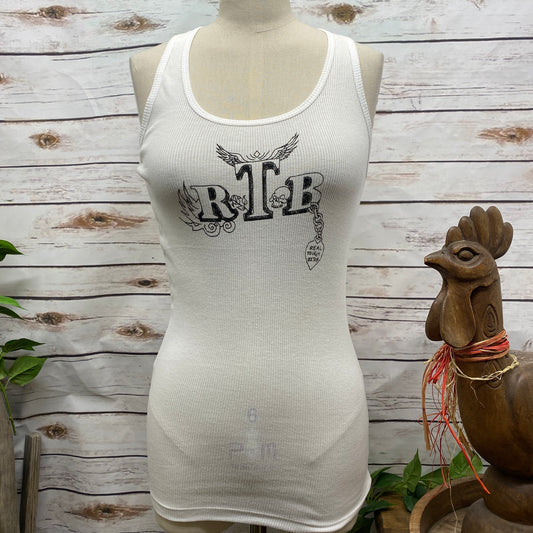 Racer Back RTB Front Logo Tank Top - White