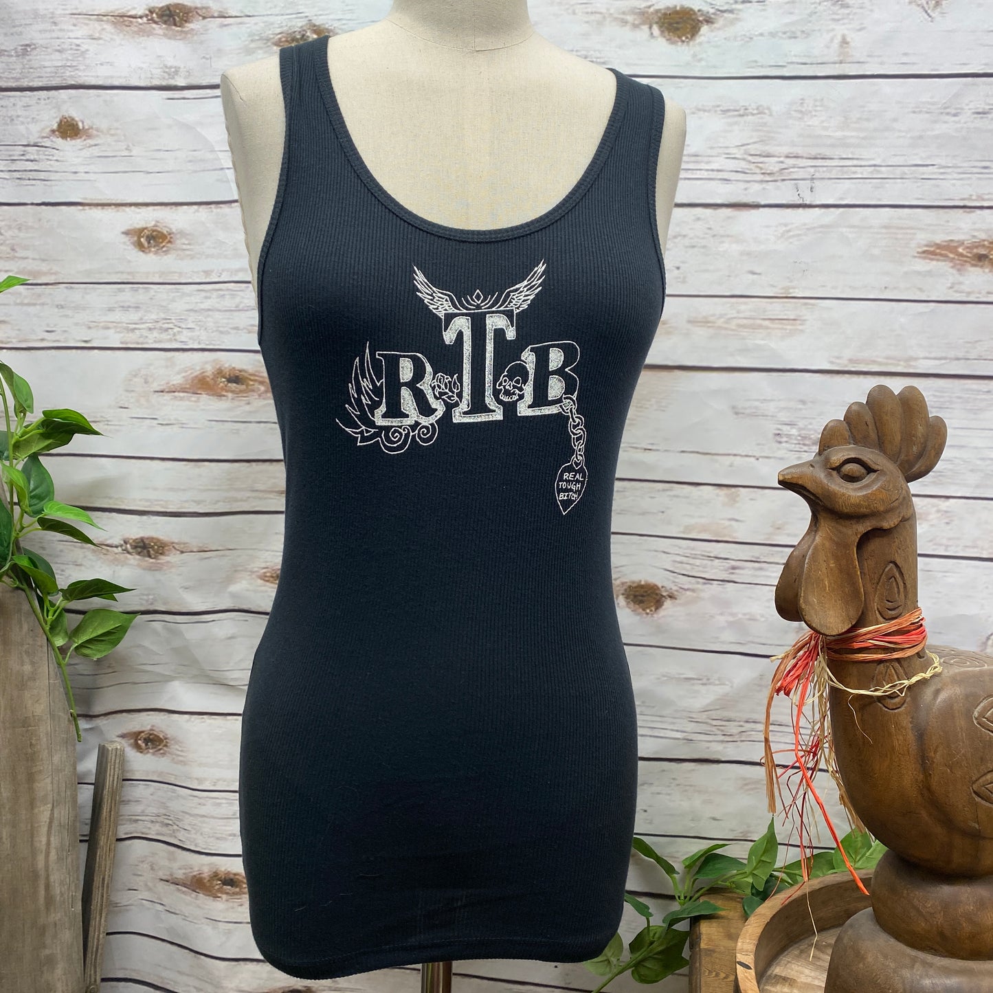 Racer Back RTB Front Logo Tank Top - Black