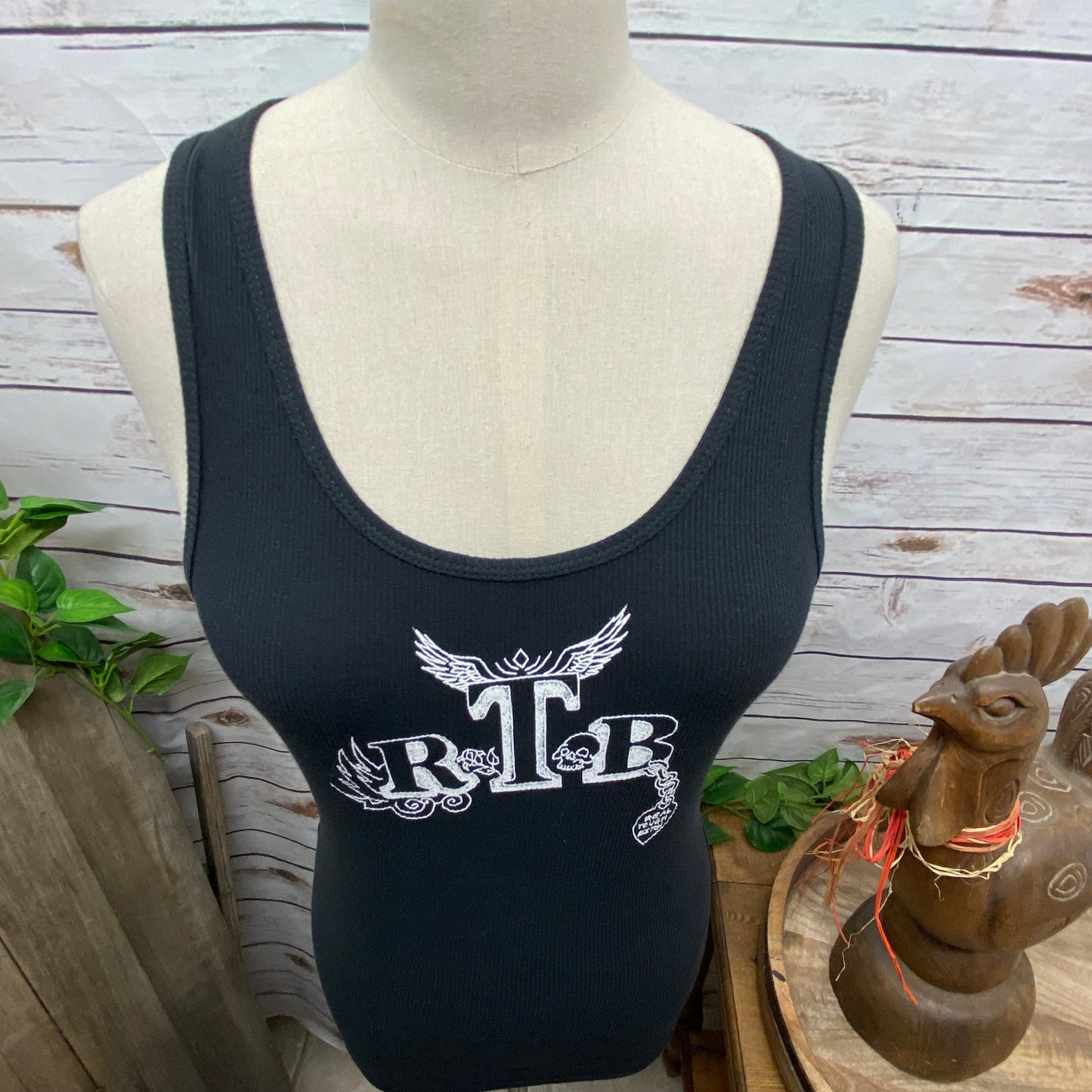 Racer Back RTB Front Logo Tank Top - Black