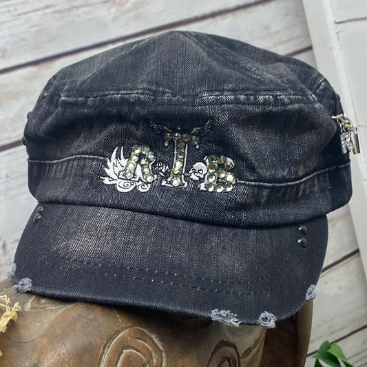 RTB Real Tough Bitch Distressed Hat - Black Denim
