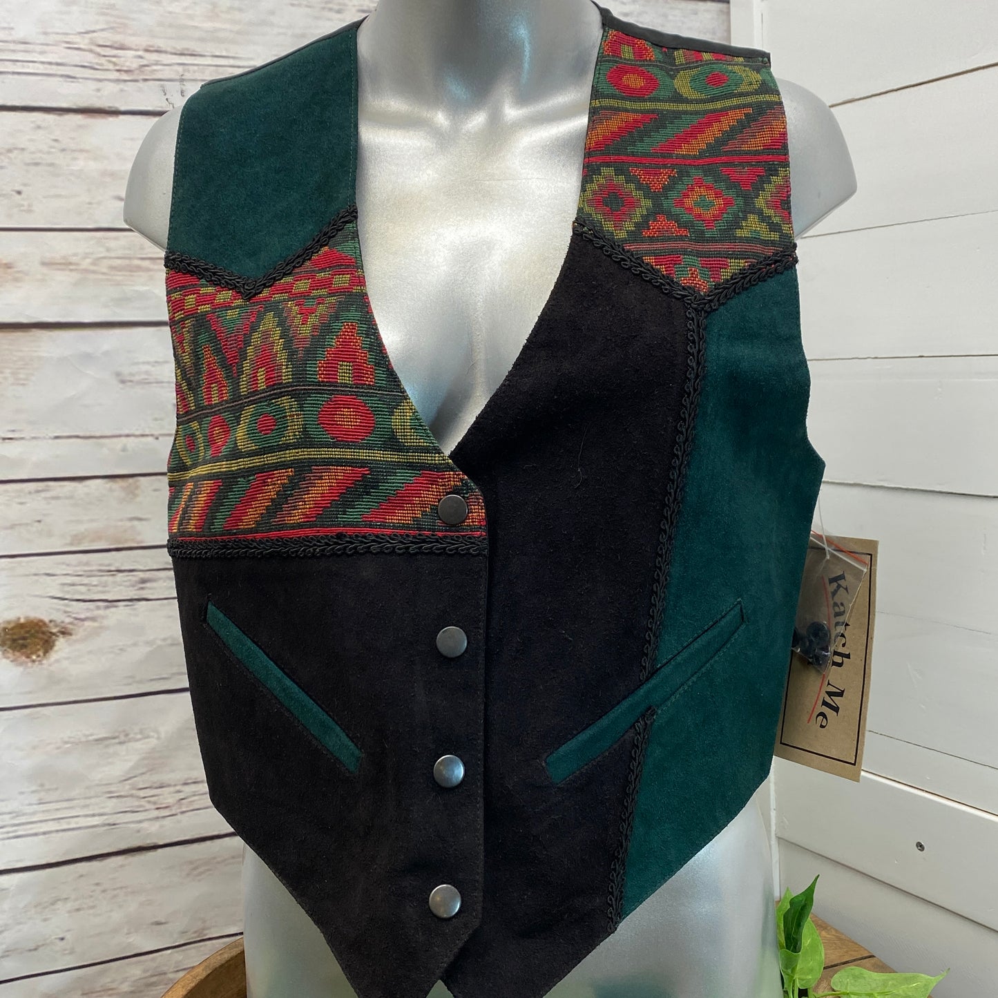 Unisex Vintage Suede Leather Western Rancher Vest - Style B